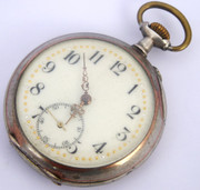 Antique 1900s German Art Nouveau .800 Silver & Gold Pocket Watch Needs Work