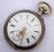 Signed A Vollmer Schlangen  Lippe Antique 1900s German Art Nouveau .800 Silver & Gold Pocket Watch Needs Work