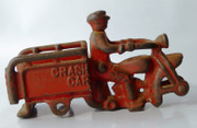 Antique Hubley 1930's Crash Car Cast Iron Police Motorcycle Toy