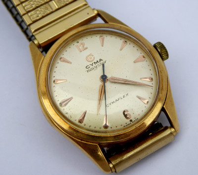 1960s Vintage 18ct Gold Cyma Cymaflex Mechanical Wrist Watch Mens - The ...
