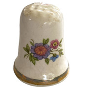 Vintage Porcelain Sewing Thimble with Flowers