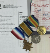 Three Original WW1 War Medals Cyril Smithurst RE 95648 WR285711 Royal Engineers
