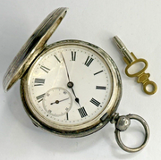 Beautiful 1879 Antique Full Hunter Silver Pocket Watch Mechanical Key win ESTATE