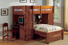 FABK529OAK - Rutendo Oak Solid Wood Junior Loft Twin/Twin Bed Set