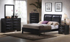 C200701 - Nortick Black Solid Wood & Leather Platform Bed