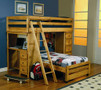 C460141 - Havana Amber Wash Solid Wood Loft Bunk Bed with Storage Drawers, Desk and Book Shelves