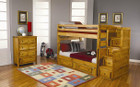 C460096 - Havana Amber Wash Solid Wood Full/Full Trundle Bunk Bed with Staircase