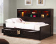 c400410 - Cooper Cappuccino Solid Wood Daybed w/ Bookcase and Storage Drawers
