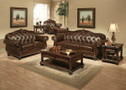 ac15030 - Anondale Brown Cherry Top Grain Genuine Leather Sofa and Love Seat