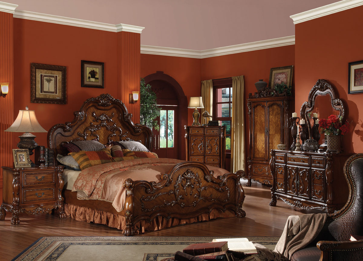 Ac12140 Damodar Cherry Oak Solid Wood Traditional Platform Bed Inland Empire Furniture 7181