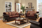 FA6107 - Franklin Burgundy Fabric and Leatherette Sofa and Loveseat  