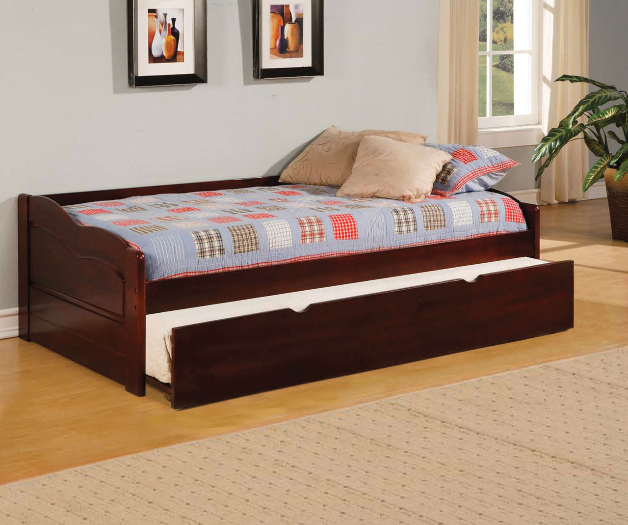 FA1737 Sunset Cherry Solid Wood Day Bed w/ Trundle Inland Empire