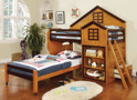 FABK131AW - Rufaro Oak/ Walnut Finish Solid Wood Twin/ Twin Loft Bed
