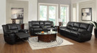 C601061 - Leonardo Black Bonded Leather Reclining Sofa and Love Seat with Pillow Arms