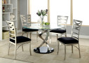 FA3729T - PORTER SILVER METAL GLASS TOP 5 PC DINING TABLE 