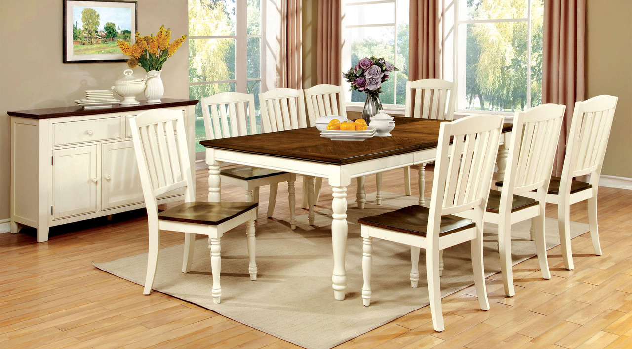 Fa3216t Harrisburg White Wash Dark Oak Solid Wood 9 Pc Dining Table