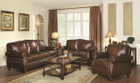 C503981 - Monte Top Grain Leather Traditional Sofa and Love Seat with Rolled Arms and Nail head Trim