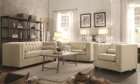 C504904 - Carly Creme Stationary Sofa and Love Seat with Tufted Back and Lumbar Pillows