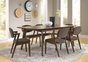 C105351 - Malerie Walnut Solid Wood and Bonded Leather Modern 7-Piece Dining Set
