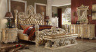 Kelsey Elegant Formal Gold Bed with Intricate Wood Detail