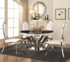 C107891 Eble Faux Marble and Chrome Stainless Steel 5 Piece Dining Table Set