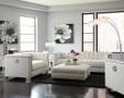 C505390 Chaviano Chic Living Room Pearl White Bonded Leather Sofa And Love Seat