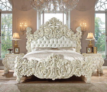 HD8089 Adhira White Gloss and Leather Formal Bed