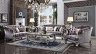 AC56825 - Mathis Platinum Chenille and Velvet Formal Sofa, Love Seat And Chair