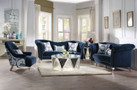 AC50345 - Amar Blue Velvet Vintage Sofa and Love Seat