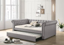 AC39435 - Terrill Smoke Gray Fabric Full Size Daybed With Twin Trundle 