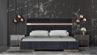 P6 79287 - Aida Modern Black High Gloss and Rose Gold Bed W/ 2 Night Stands