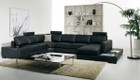 P6 12733A - Fiero Modern Black Eco Leather Sectional With Light and Attached End Table