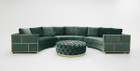 P6 75408 Gennaro Modern Green Velvet Curved Sectional Sofa 