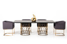 P6 75490 - Venezio Modern Black Acacia & Antique Brass 7 Piece Dining Set