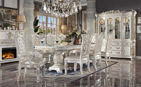 P2-DN01351- Vendera Formal Antique Pearl White 9 Piece Dining Set