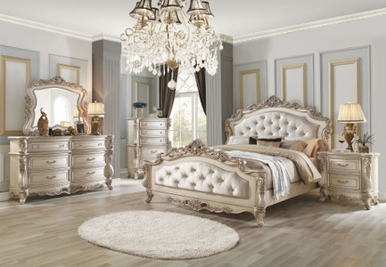 P2 27440 - Martino Elegant Formal Antique Champagne Bed
