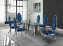 BQ-D03D7 - Akiva Modern Glass Top 7 Piece Dining Set in Navy Blue