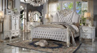 P2 BD01335 - Vendome Two Tone Ivory Fabric & Antique Pearl Finish Elegant Formal Bed