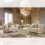 P1 2669 - Pacari Elegant Formal Cove White Sofa And Love Seat With Intricate Gold Accents

