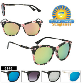 Wholesale Mirrored Retro Fashion Sunglasses - Style #6146 Wholesale Mirrored Retro Fashion Sunglasses - Style #6146