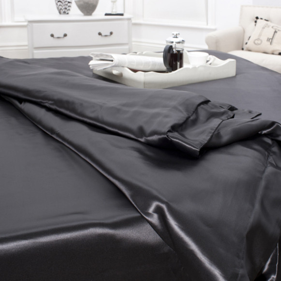 Black Jasmine Silk Pure Silk Fitted Sheet DOUBLE 