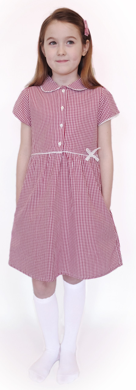red check school dress