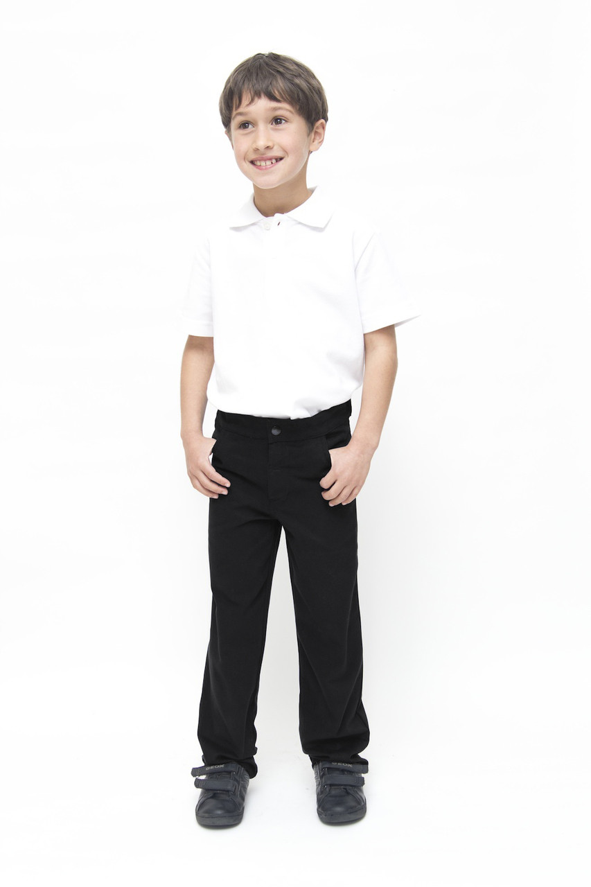 Boys Slim Leg School Trousers Adjustable Waist Black Charcoal Grey Ages 2 3 4 5 6 7 8 9 10 11 12 13 14 15 16