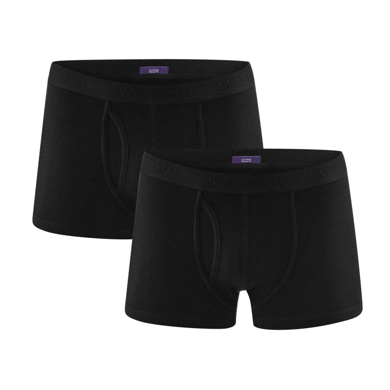 Organic Cotton Men Fitted Boxers Black Boxers Twin Pack - Living Crafts