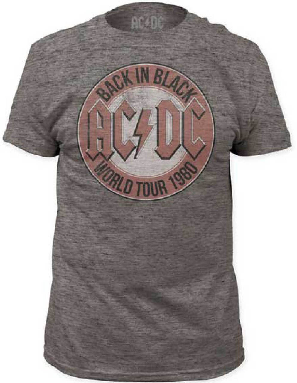 Acdc Back In Black World Tour 1980 Mens Gray Vintage Concert T Shirt