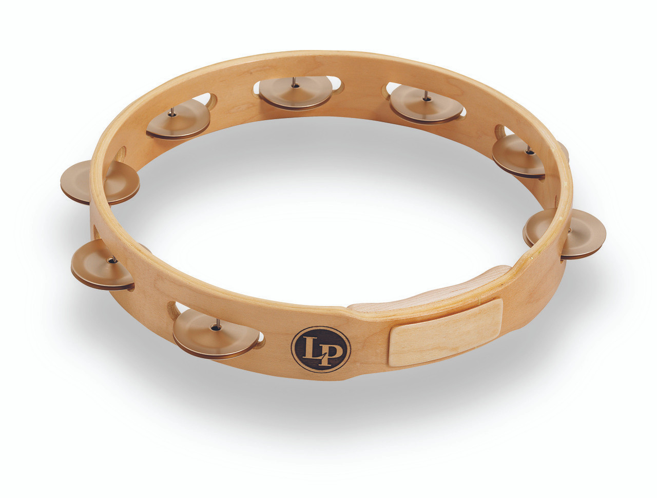 LP 10In Wood Tambourines Single Row Aluminum Jingles