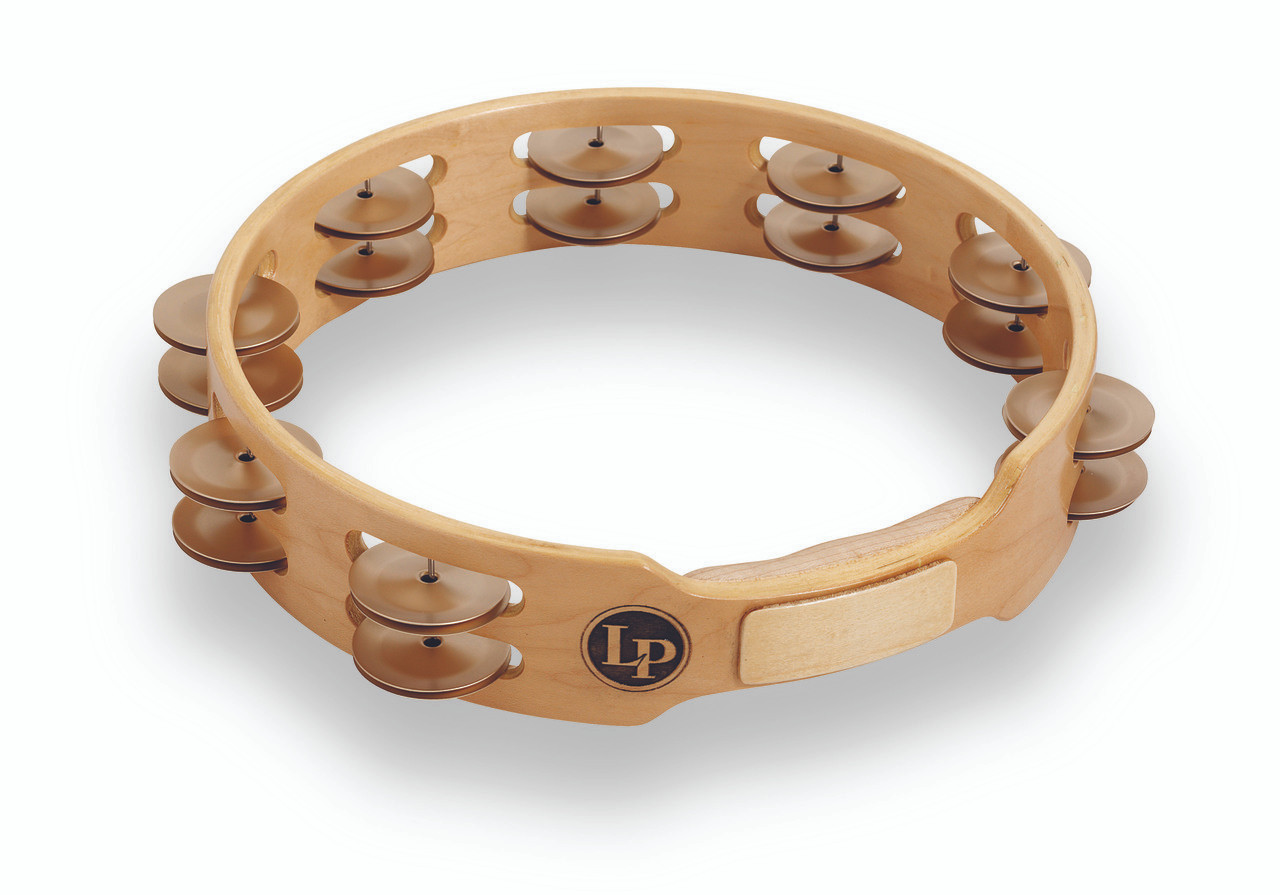 LP 10In Wood Tambourines Double Row Aluminum Jingles