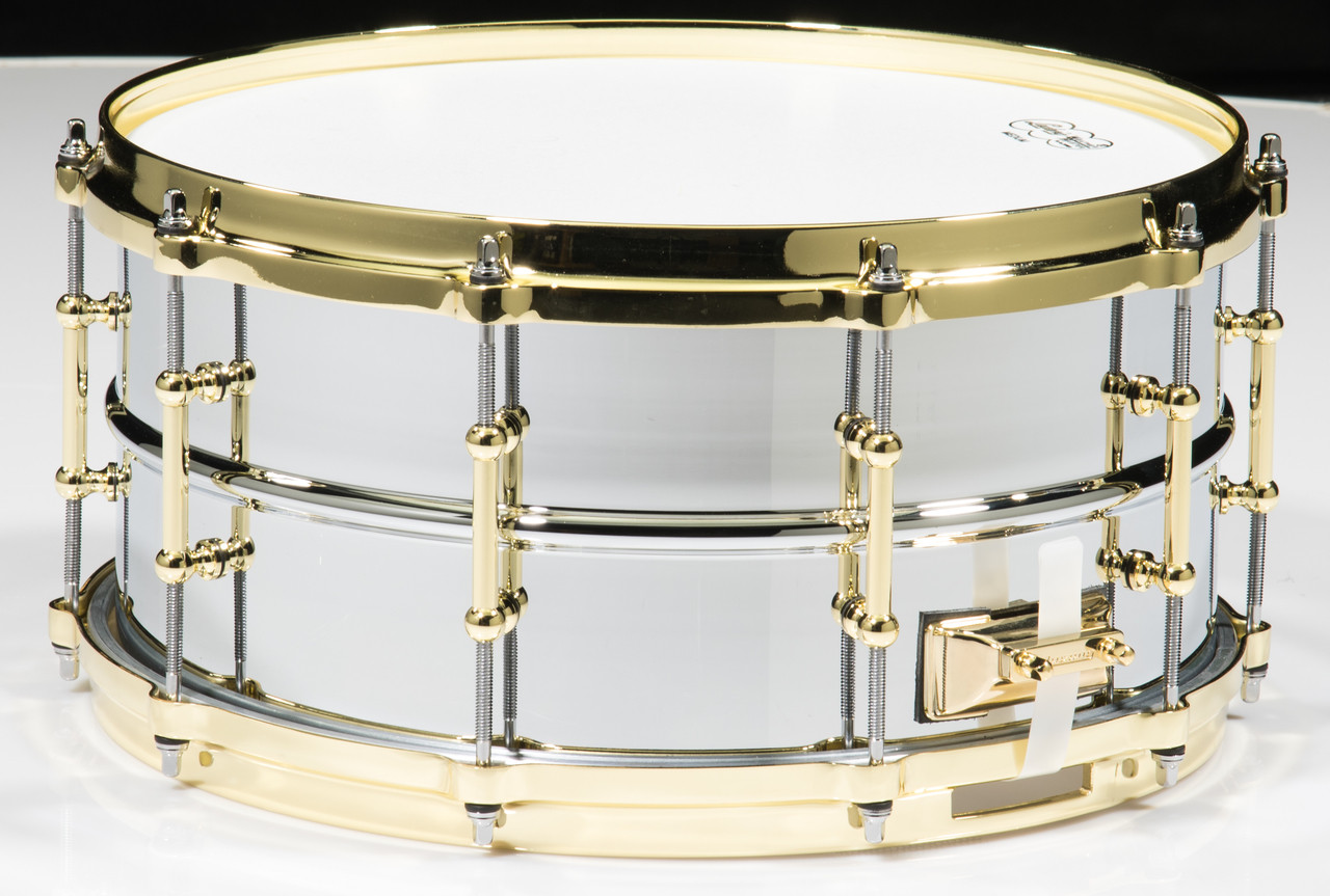 Ludwig Chrome Over Brass 6.5x14 Snare Drum W/Brass Trim