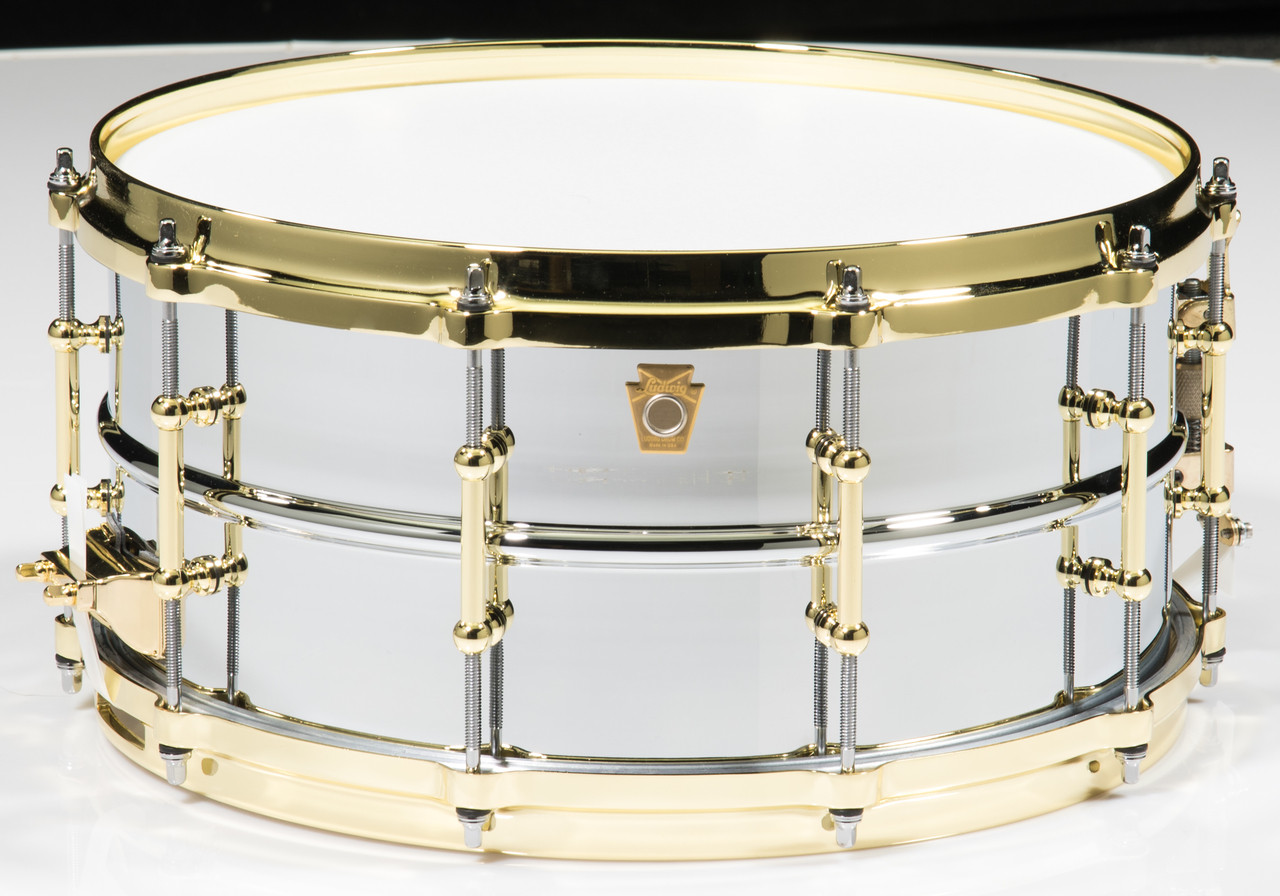 Ludwig Chrome over Brass 6.5x14 Snare Drum w/Brass Trim