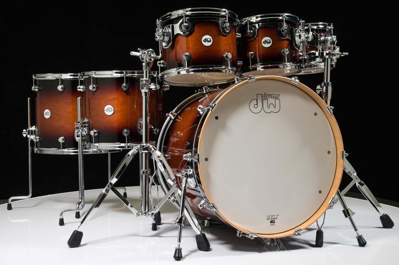 DW Design Series 7pc Drum Set Tobacco Burst